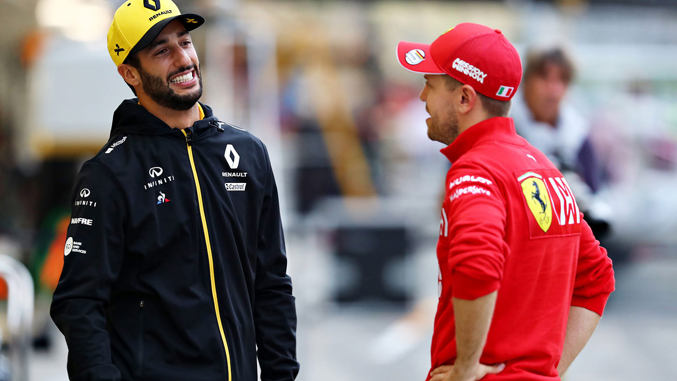 Daniel Ricciardo with Sebastian Vettel in Japan in 2019.