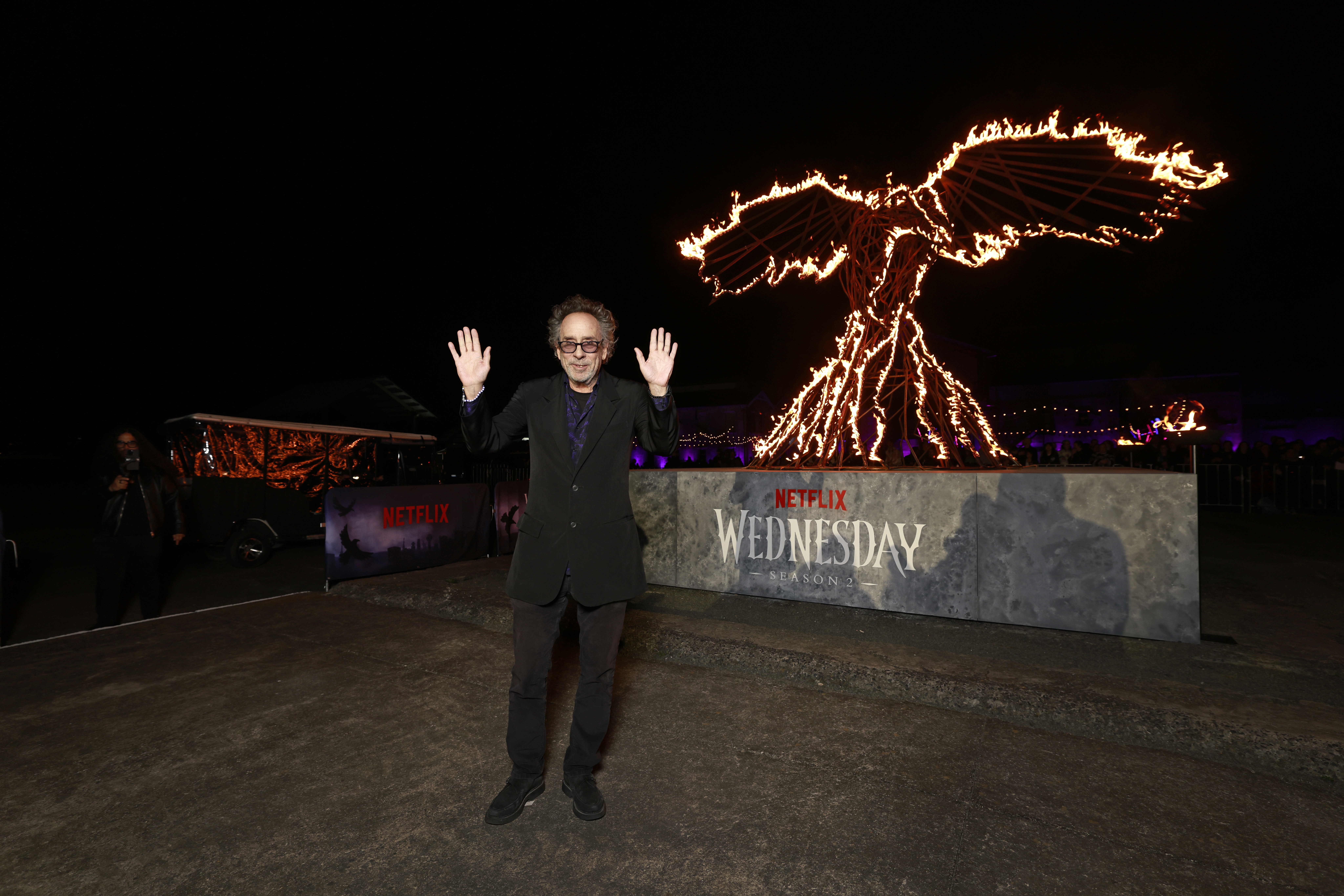 SYDNEY, AUSTRALIA - AUGUST 16: Tim Burton attends the "Wednesday" S2, Part 2 'Wednesday Island Fan Event' on Cockatoo Island on August 16, 2025 in Sydney, Australia. (Photo by Hanna Lassen/Getty Images for Netflix)