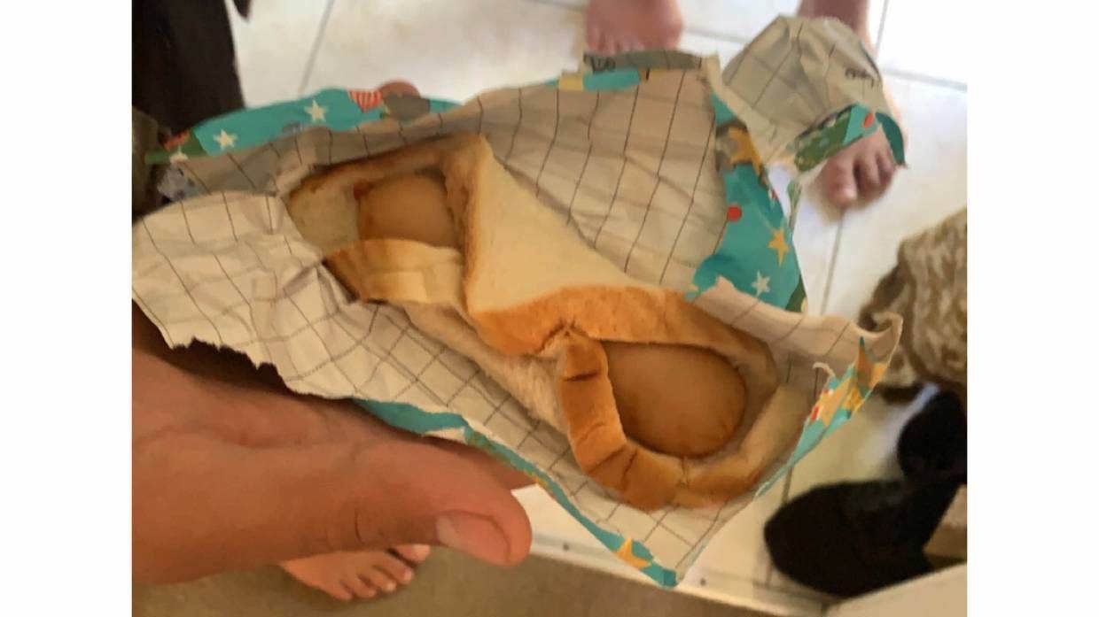 In December, the sausages arrived in Christmas paper.