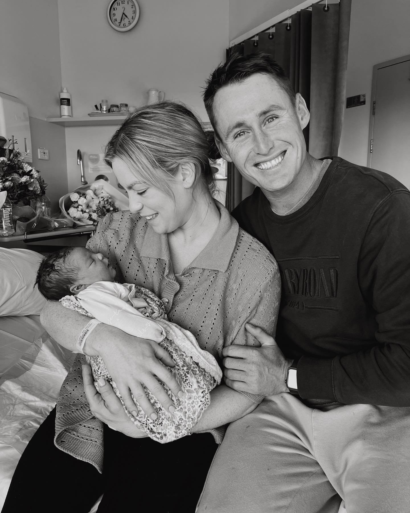 Marnus and Rebekah Labuschange with their newborn daughter Hallie