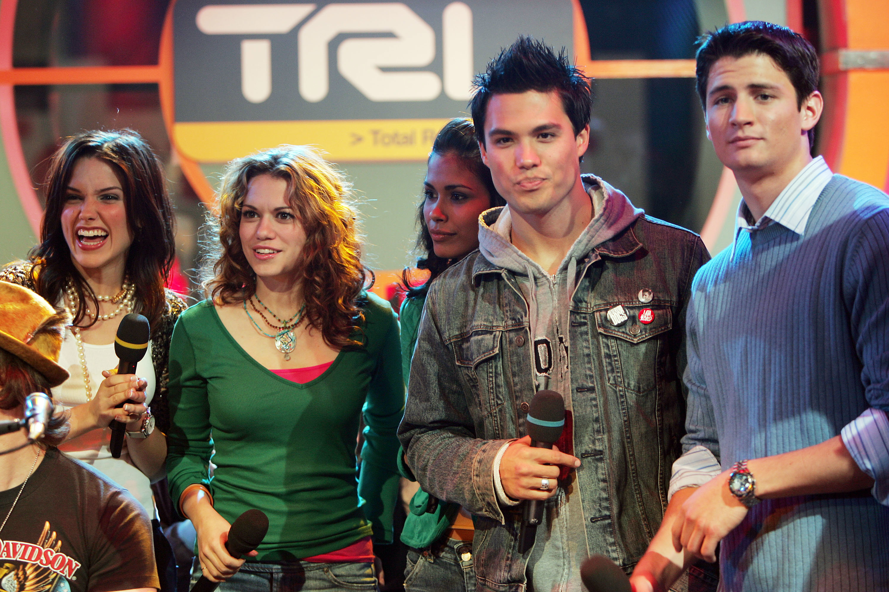 Sophia Bush, Bethany Joy Lenz, Chad Michael Murray, and James Lafferty appear on stage during MTV's Total Request Live at the MTV Times Square Studios November 1, 2004 in New York City. 