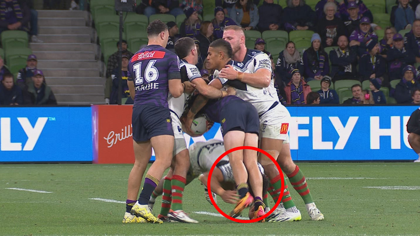 Taane Milne was sent to the sinbin on full time for this tackle on Cameron Munster in the dying moments.