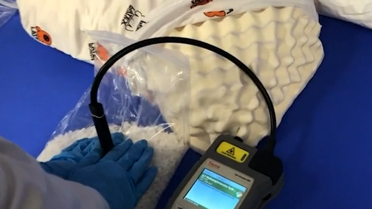 The ABF found almost 100kg of drugs hidden in a 550kg shipment of latex bed pillows.