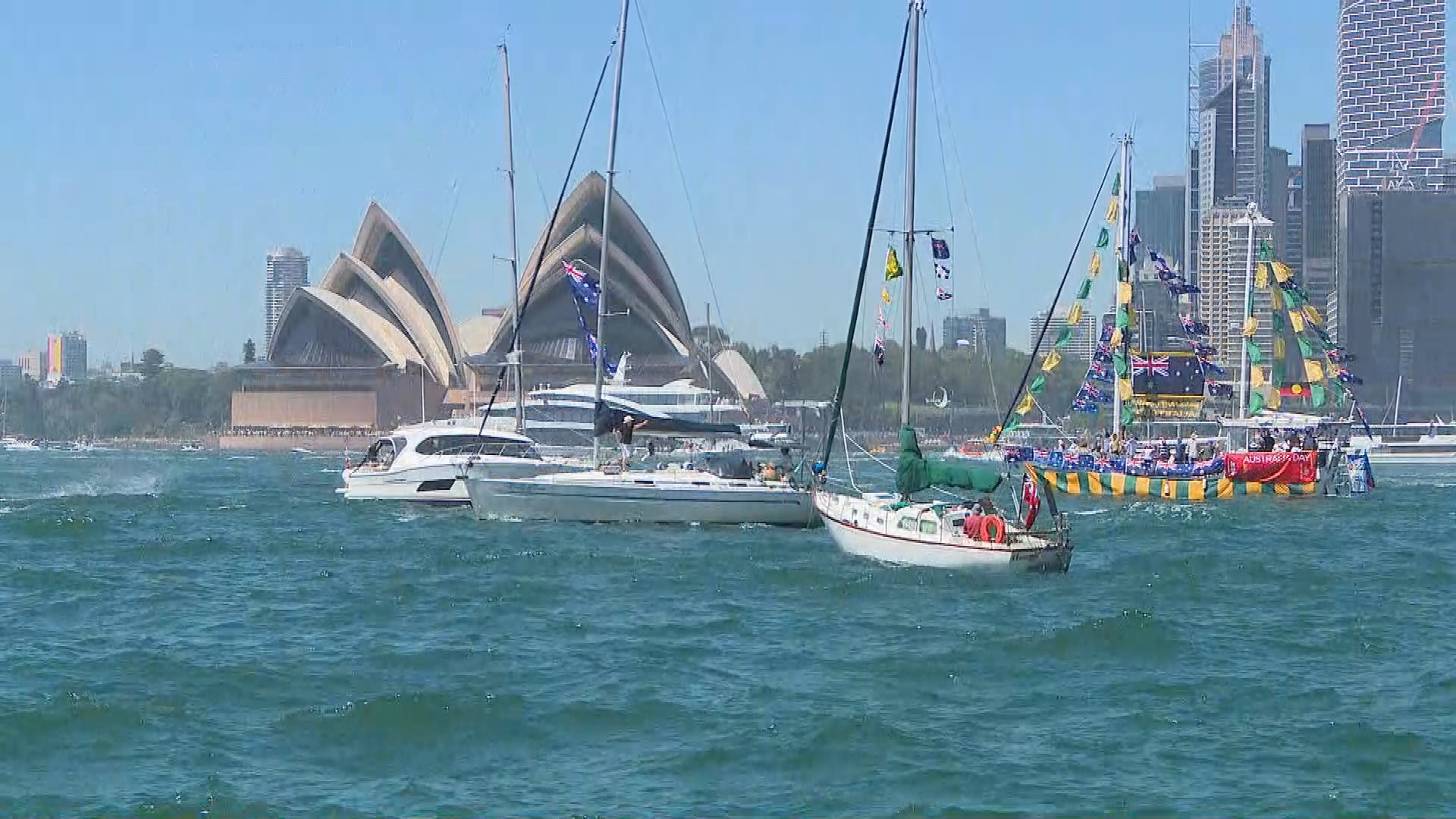 Sydney Harbour on Australia Day.