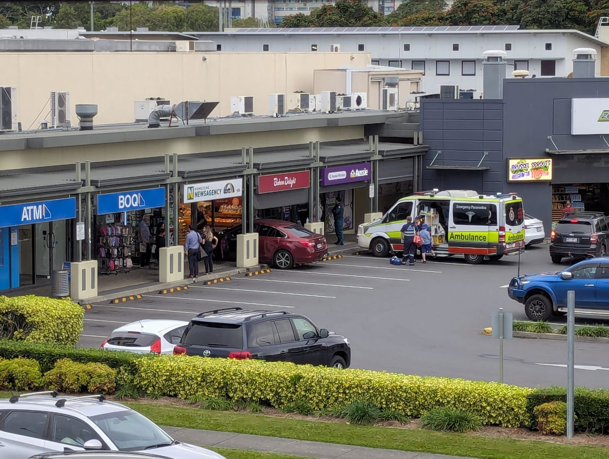 Morning shock as car goes through Queensland bakery