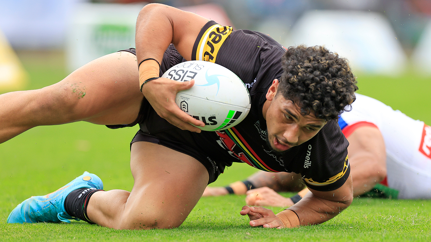 Izack Tago in action for Penrith against Newcastle.