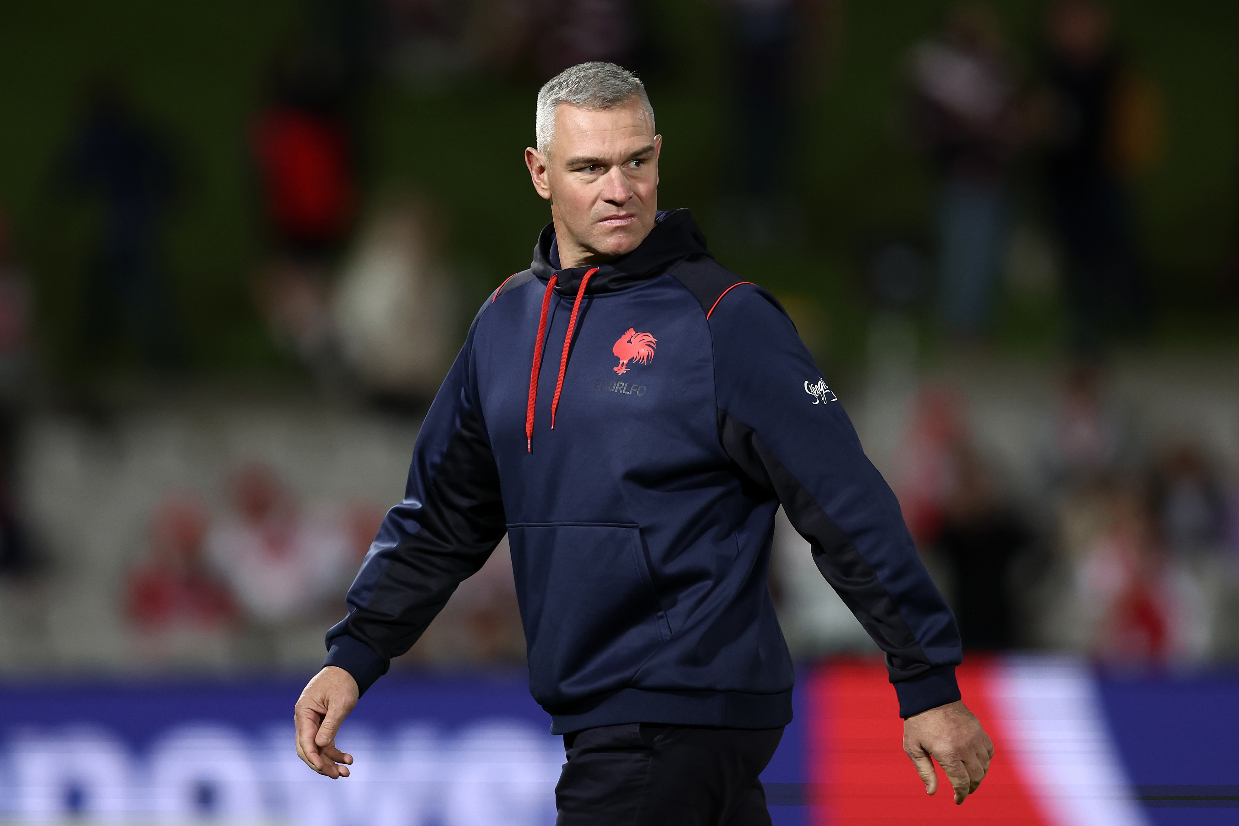 Roosters assistant coach Jason Ryles looks on prior to the round 12 NRL match between St George Illawarra Dragons and Sydney Roosters at Netstrata Jubilee Stadium on May 19, 2023 in Sydney, Australia. (Photo by Matt King/Getty Images)
