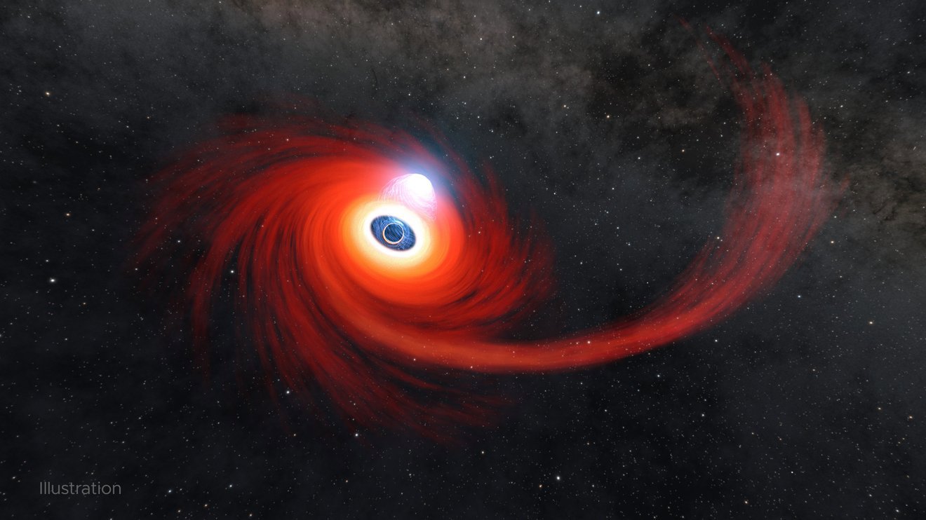 Ilustración de la NASA de un agujero negro devorando una estrella cercana 
