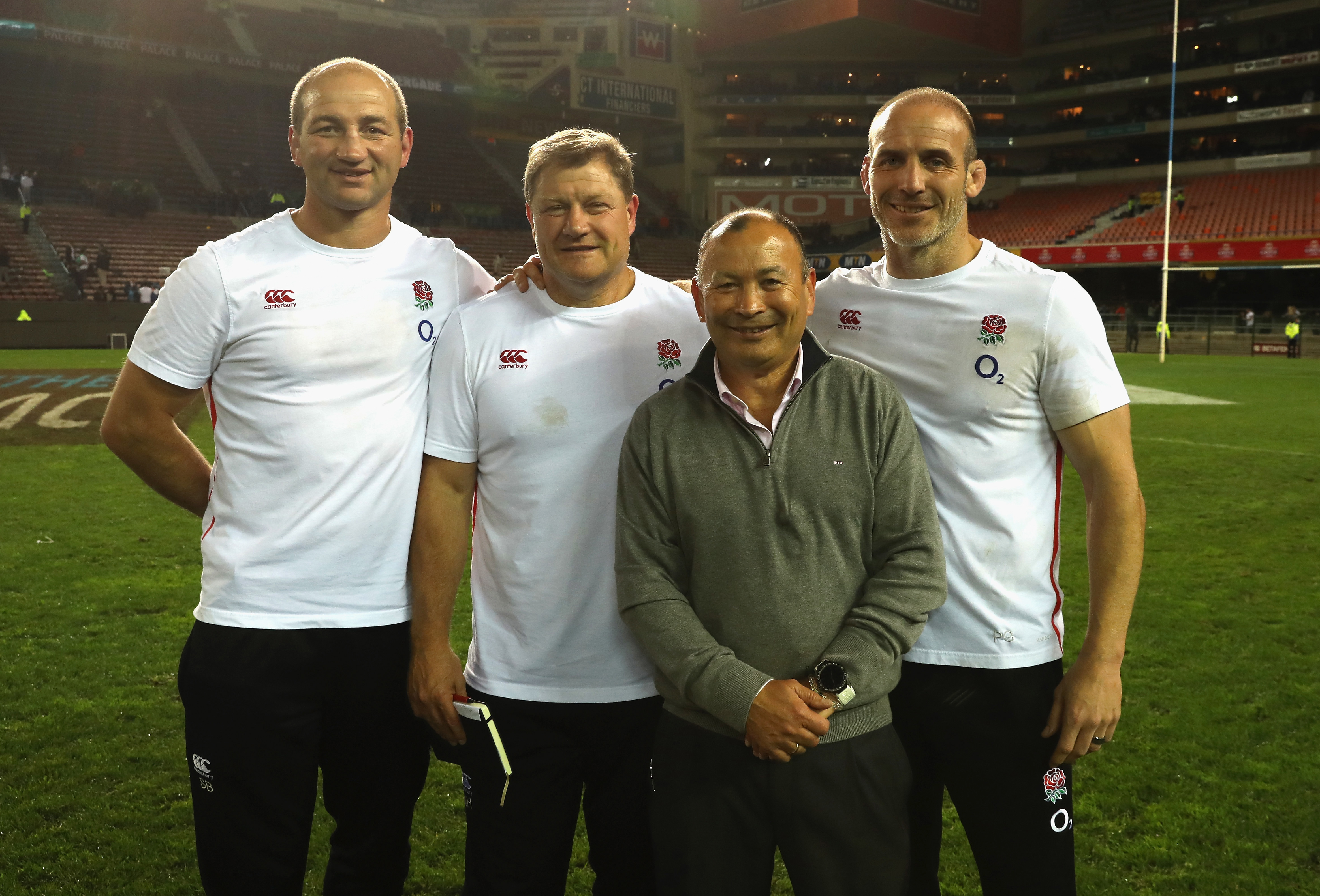 Steve Borthwick, Neal Hatley, Eddie Jones and Paul Gustard.
