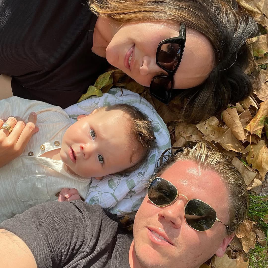 Conrad Sewell and fiancee Jasmine Hingston with their son Memphis