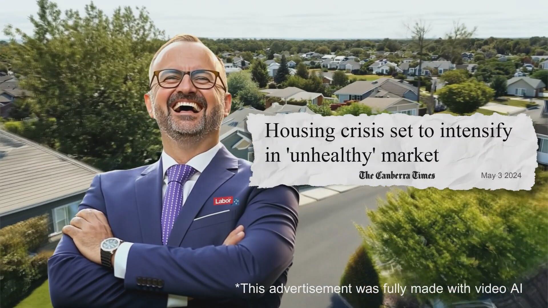 The ad includes a deepfake of ACT minister Andrew Barr