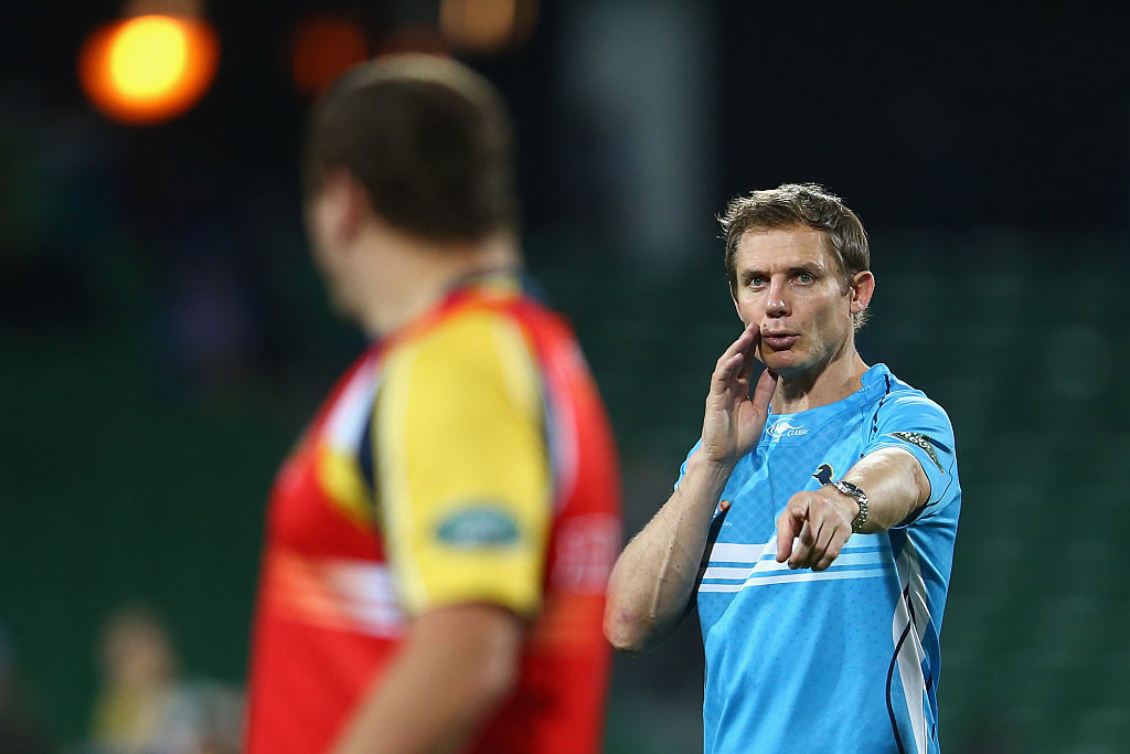 Brumbies coach Stephen Larkham at nib Stadium in Perth.