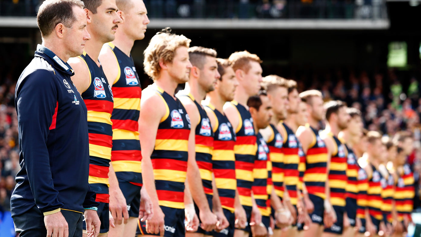 The Adelaide Crows ahead of their 2017 grand final loss to Richmond.