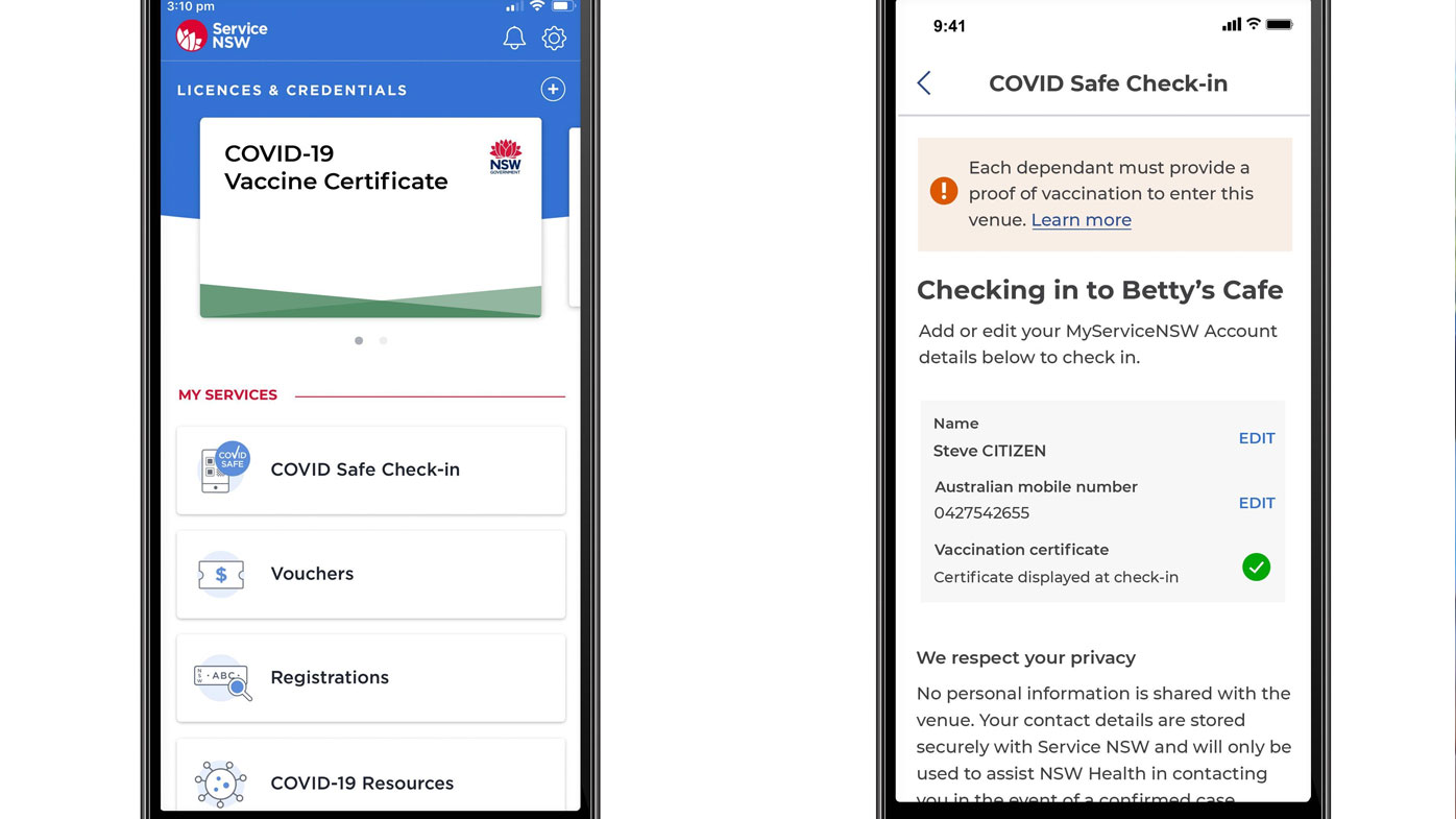 Vaccine passport technology linked to the Service NSW app will be trialled in early October
