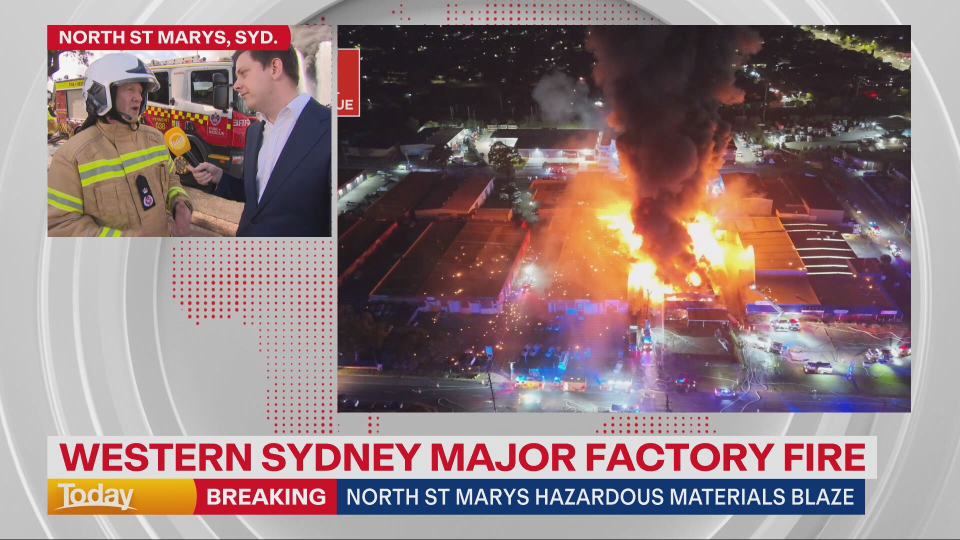 The fire seen from above in North St Marys.