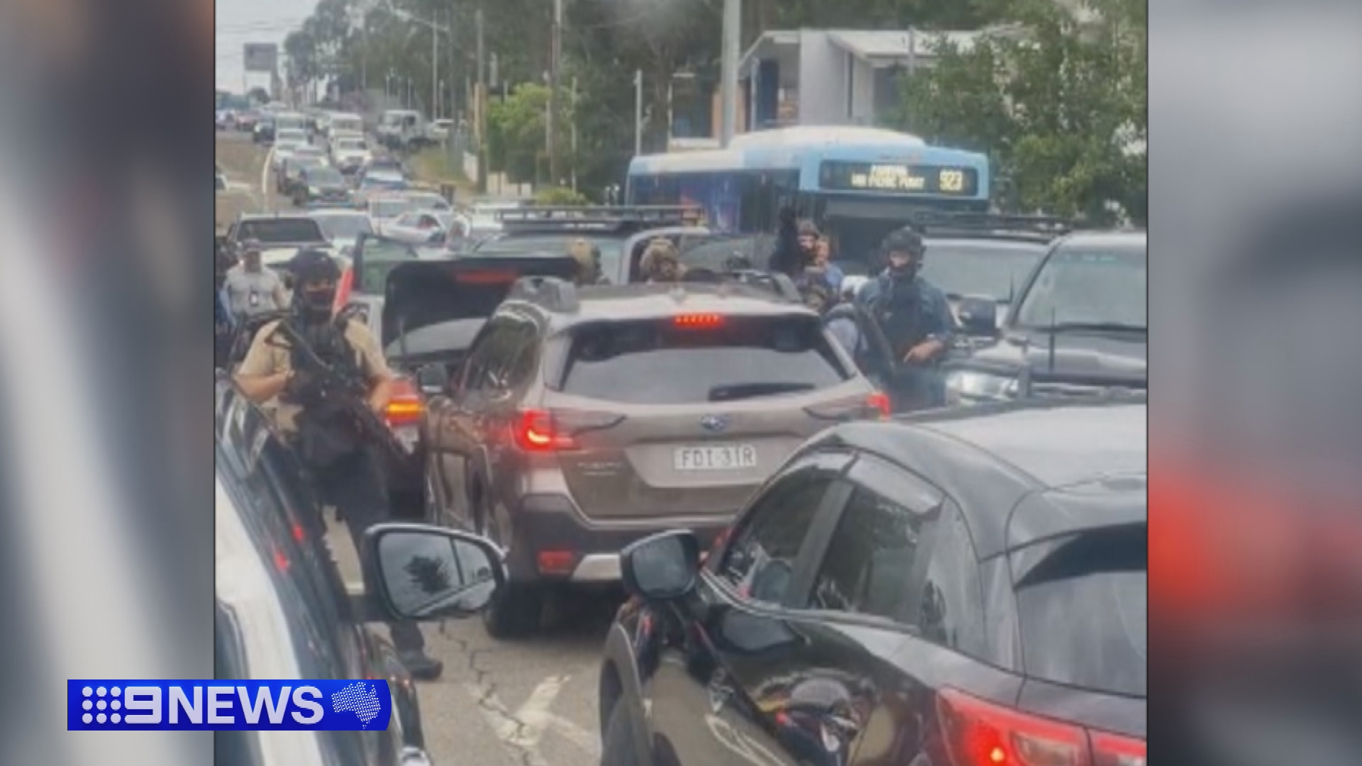 A police operation on the River Road in Revesby.
