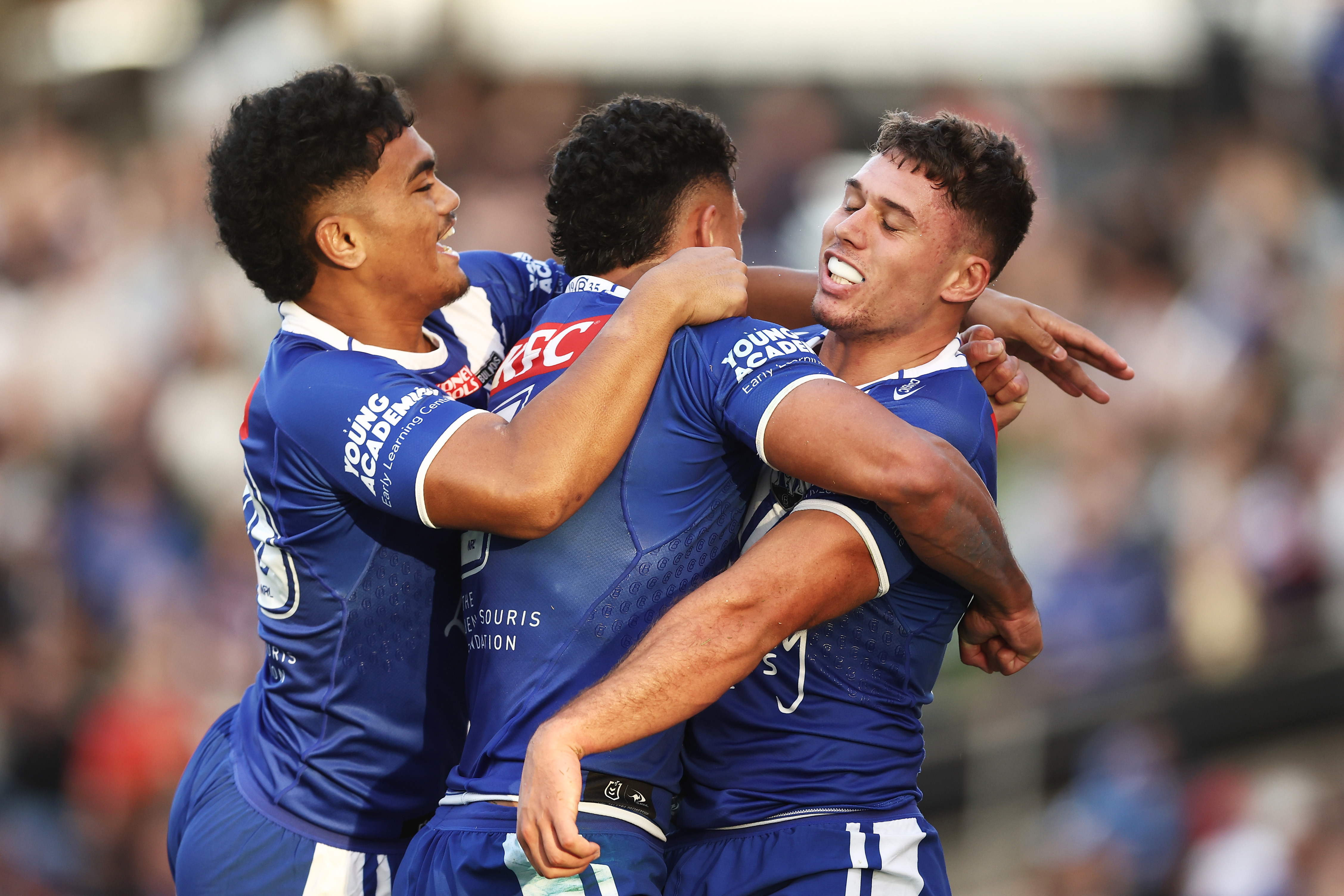 Jake Averillo of the Bulldogs (right) is leaving the club.