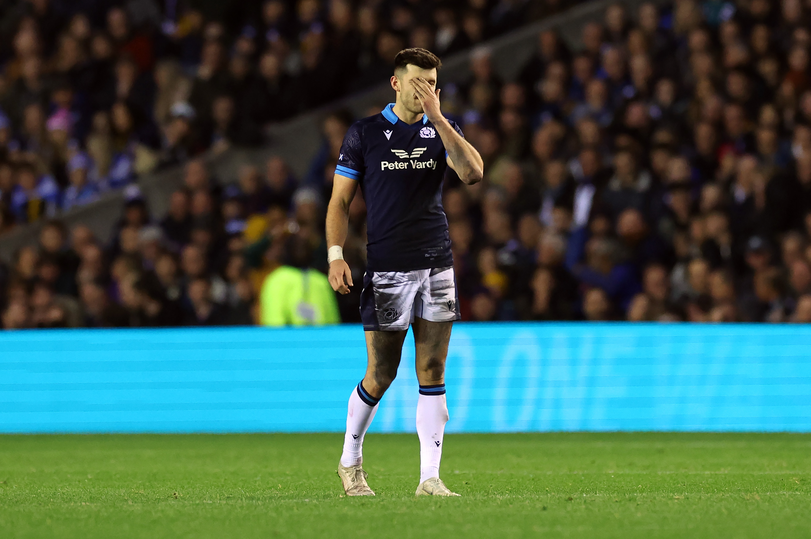 Blair Kinghorn of Scotland reacts after missing a game winning penalty.