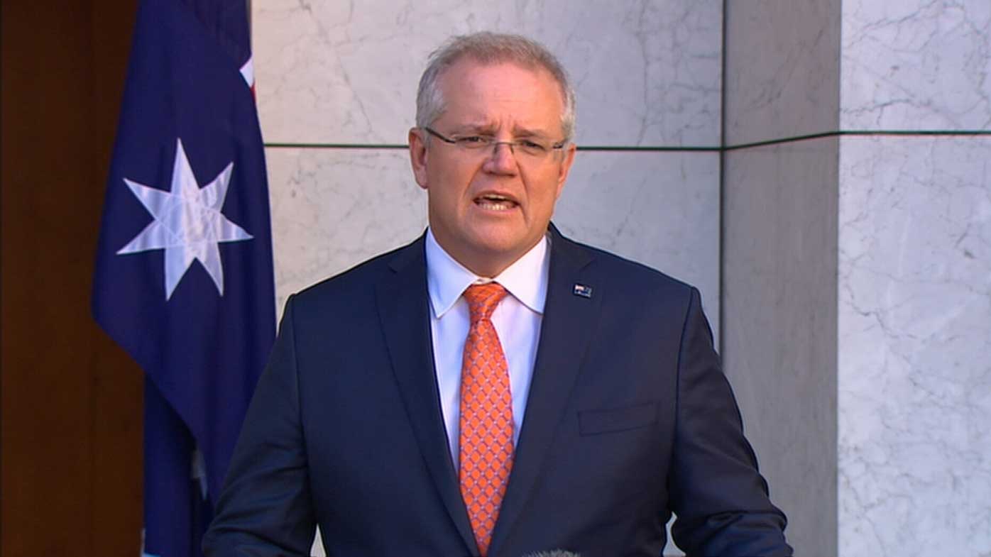 Prime Minister Scott Morrison addresses the media in Canberra.