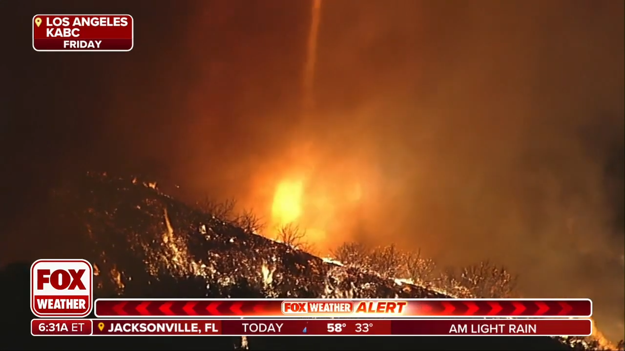 Inquietante tornado de fuego detectado mientras Los Ángeles es devastada por incendios forestales