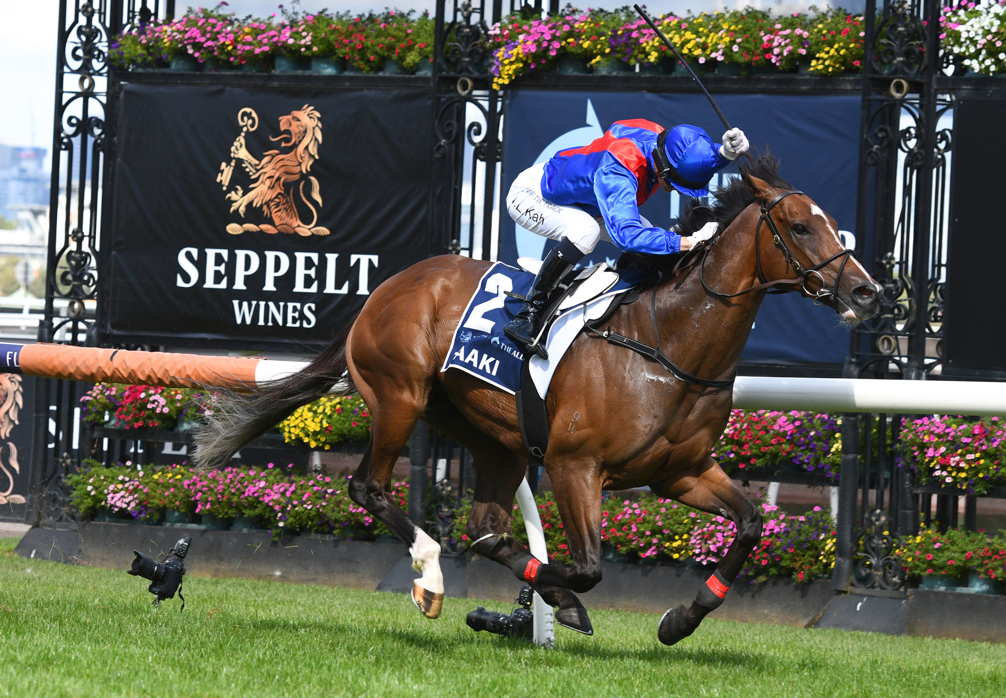 Jamie Kah riding Zaaki winning  The Seppelt Wines All-Star Mile in 2022.