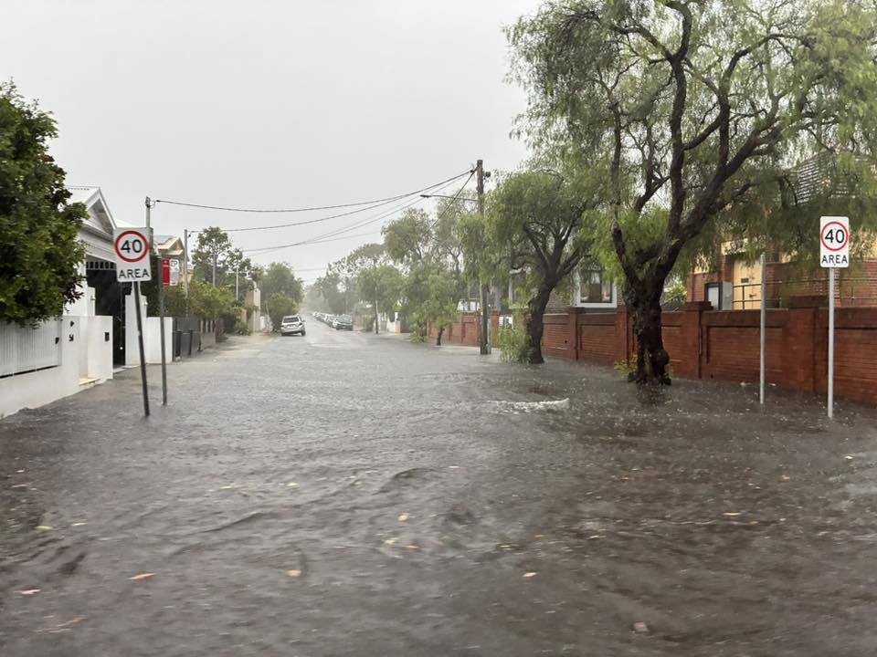 Golf Parade in Manly was flooded this morning.