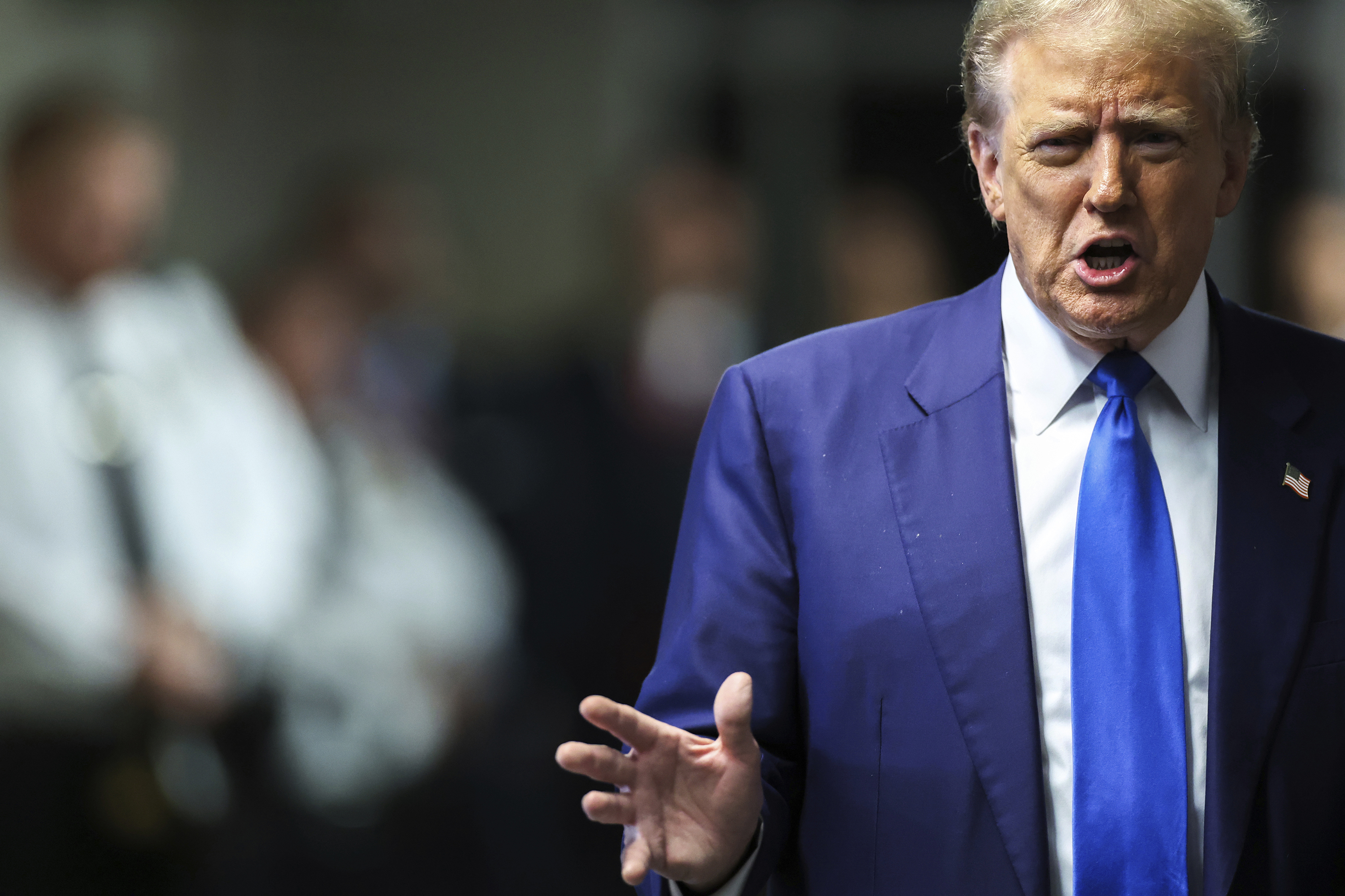 Former US President Donald Trump arrives at Manhattan criminal court in New York, on Friday, May 3, 2024. 