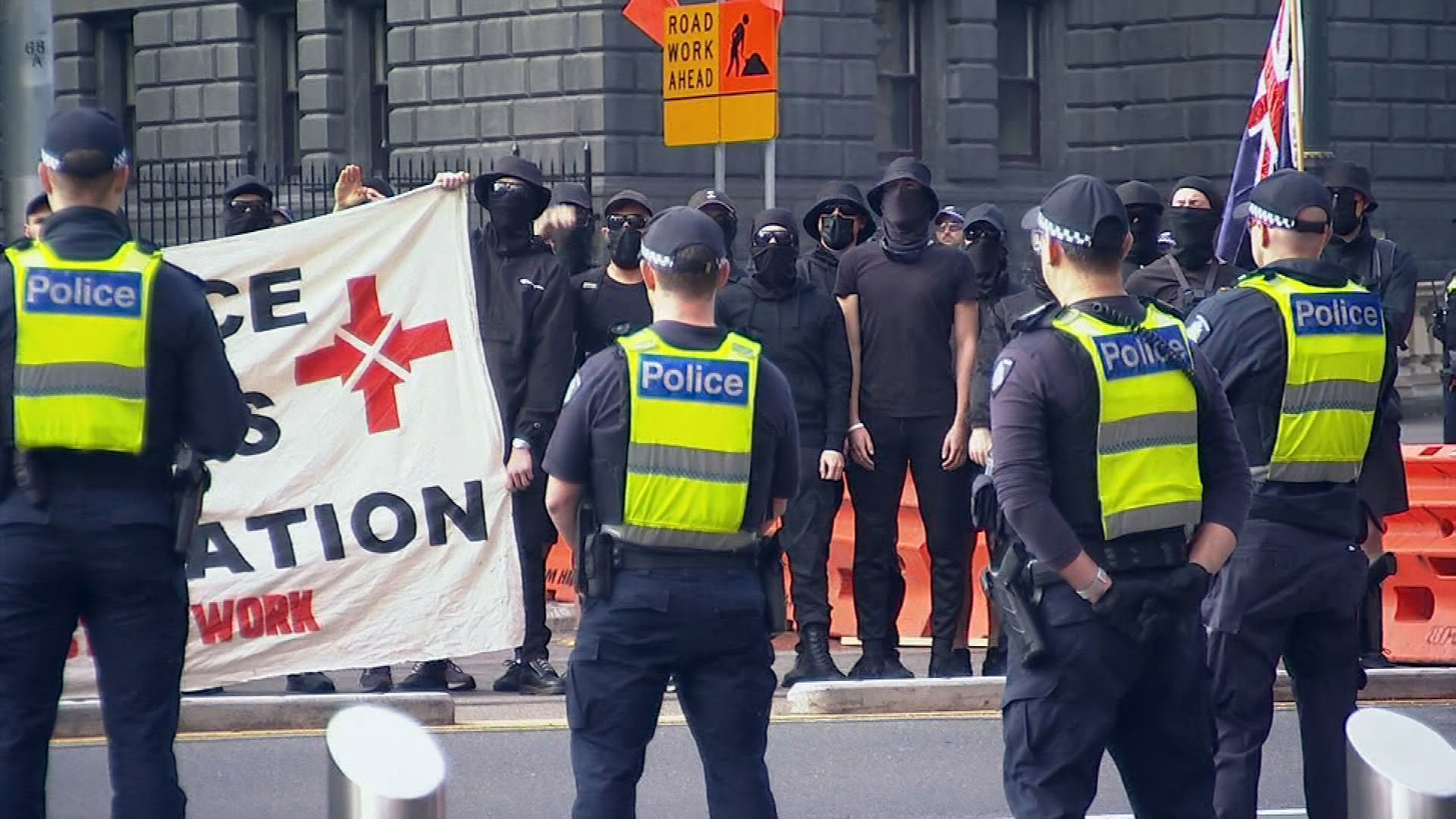 Neo-Nazis at a Melbourne protest.