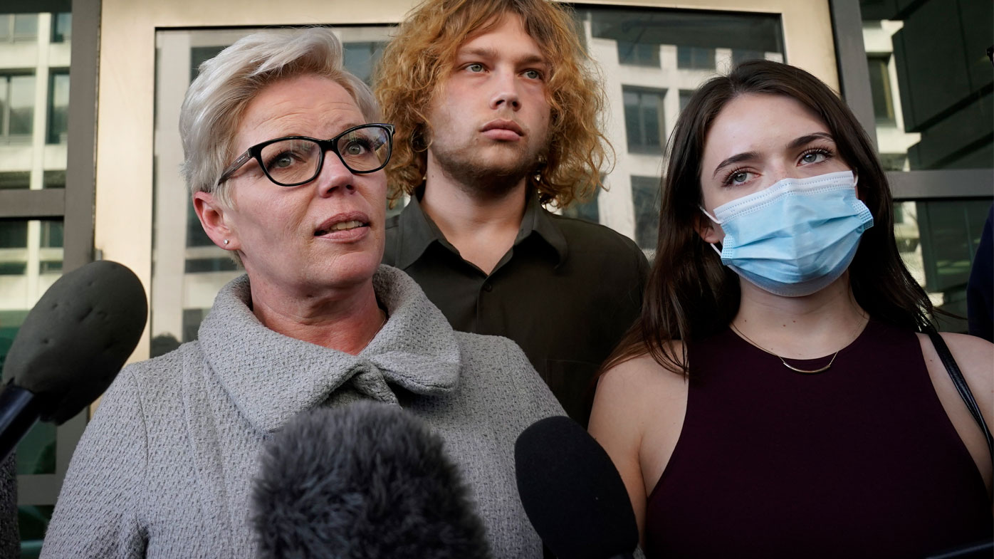 The wife of US Capitol rioter Guy Reffitt speaks with media