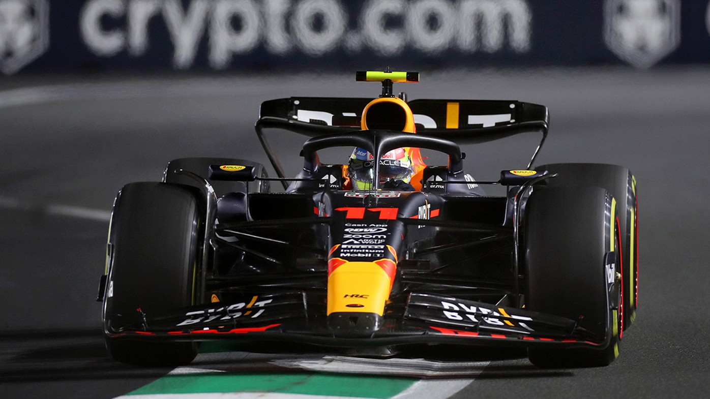 Red Bull's Sergio Perez on the way to victory in the Saudi Arabian Grand Prix.