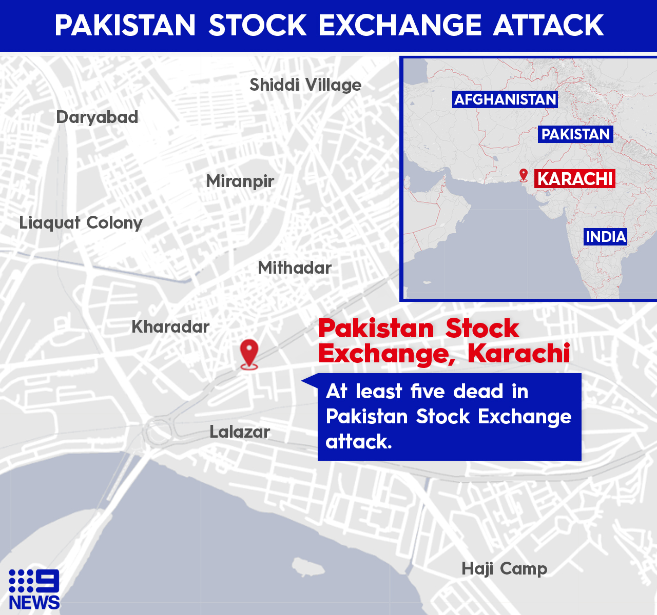 Pakistan Stock Exchange attack map