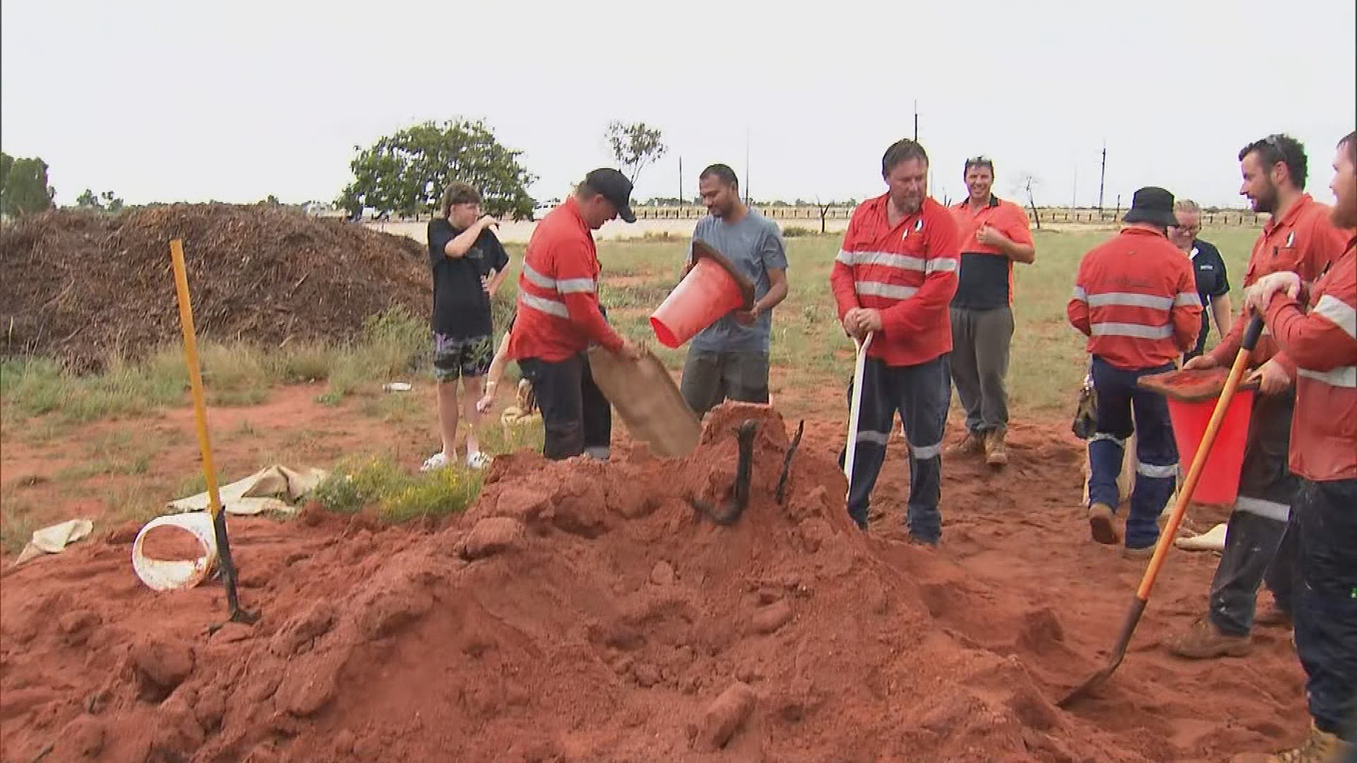 Sandbagging in Port Hedland, Western Australia.