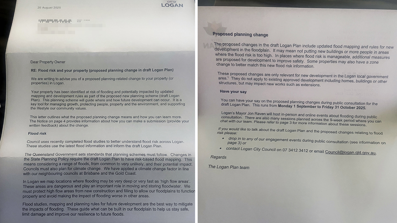 This is the letter Chabau received in the mail informing him of changes to the Logan Council flood maps.
