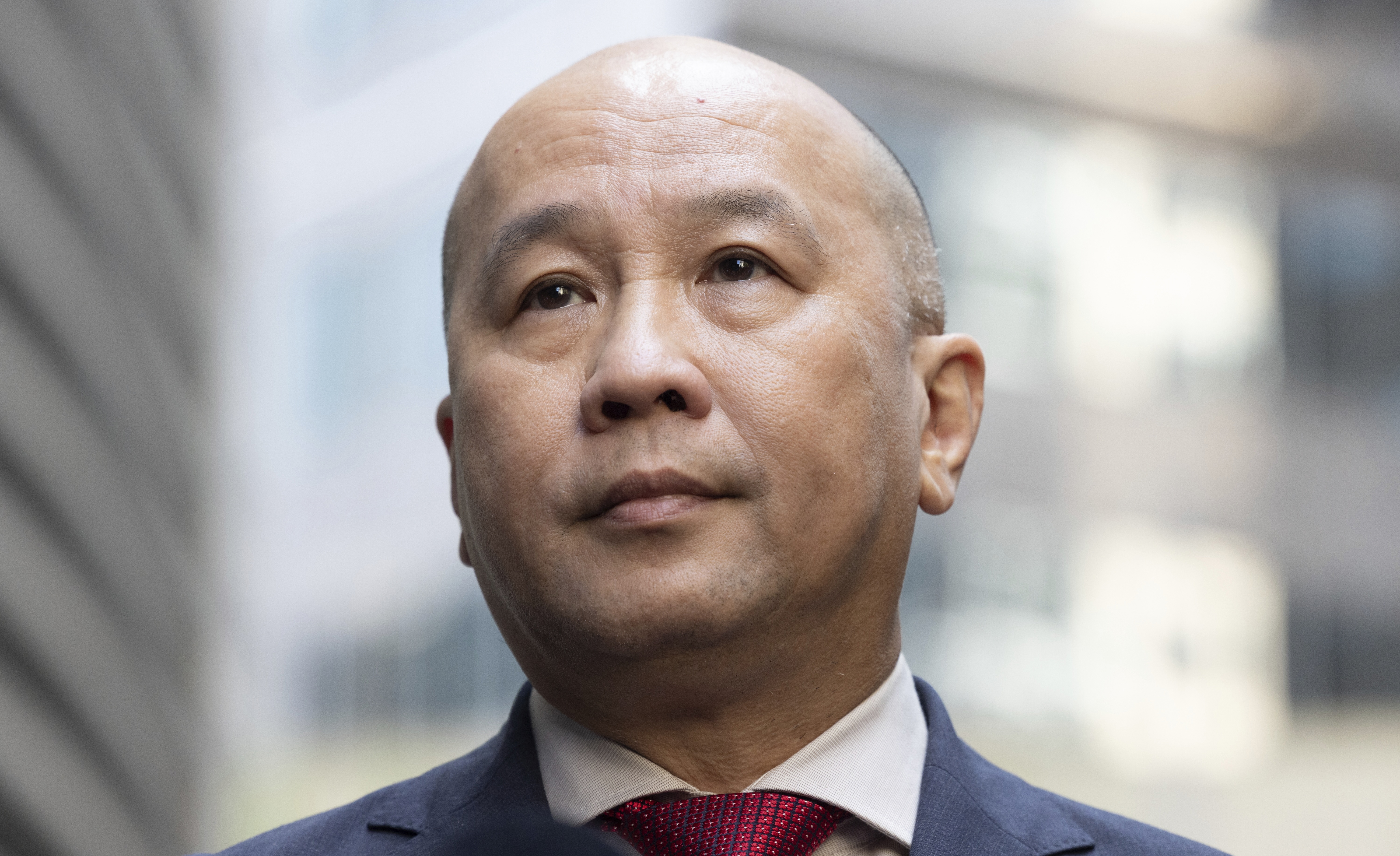 AFR. Singtel CEO Kuan Moon Yuen speaks to media following a meeting with communications minister Anika Wells. Tuesday 30th September 2025. Photo: Sitthixay Ditthavong