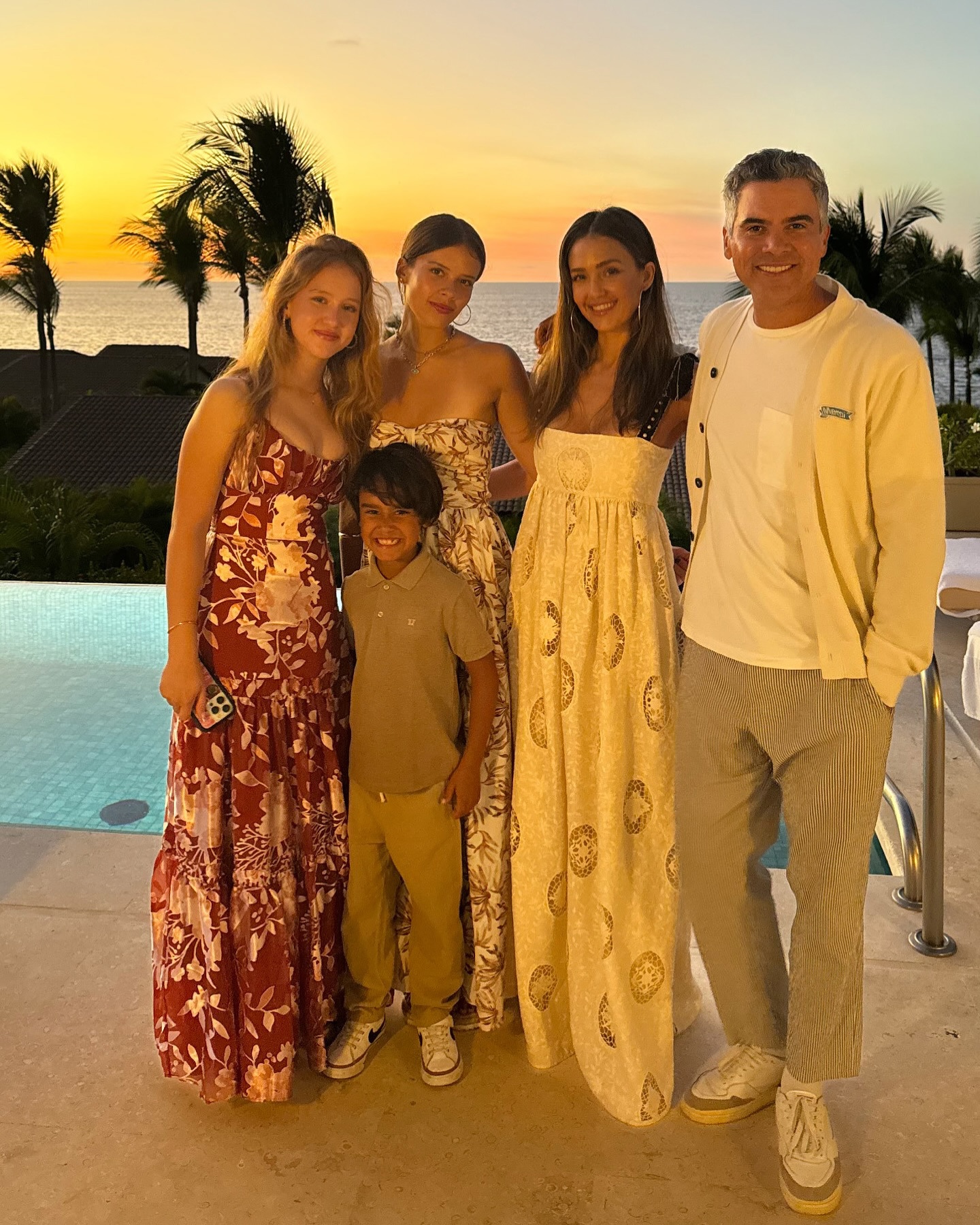 Jessica Alba with daughters Honor, 16, and Haven, 13, son, Hayes, 6 and husband, Cash Warren.