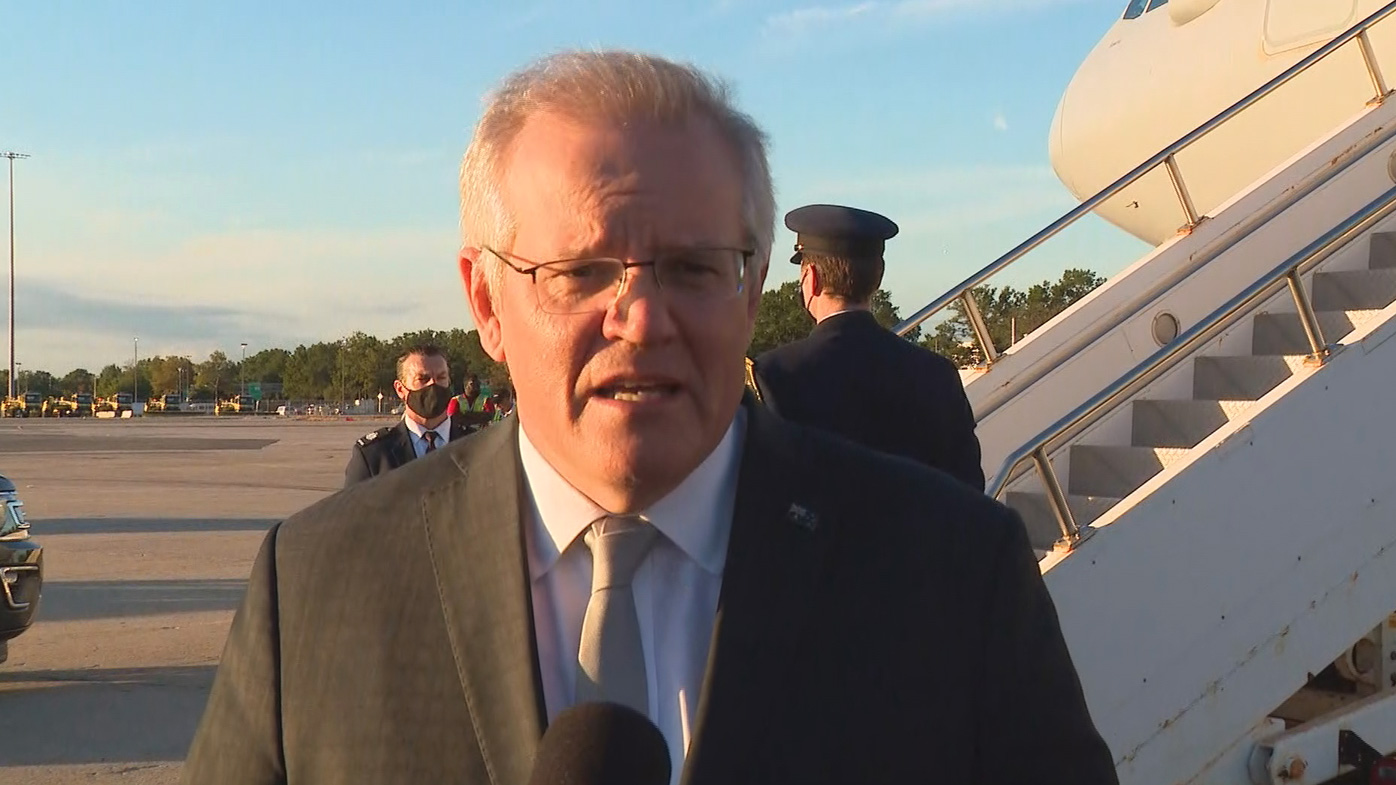 Prime Minister Scott Morrison has landed in the US for a series of meetings culminating in the first face-to-face Quad leaders' summit.