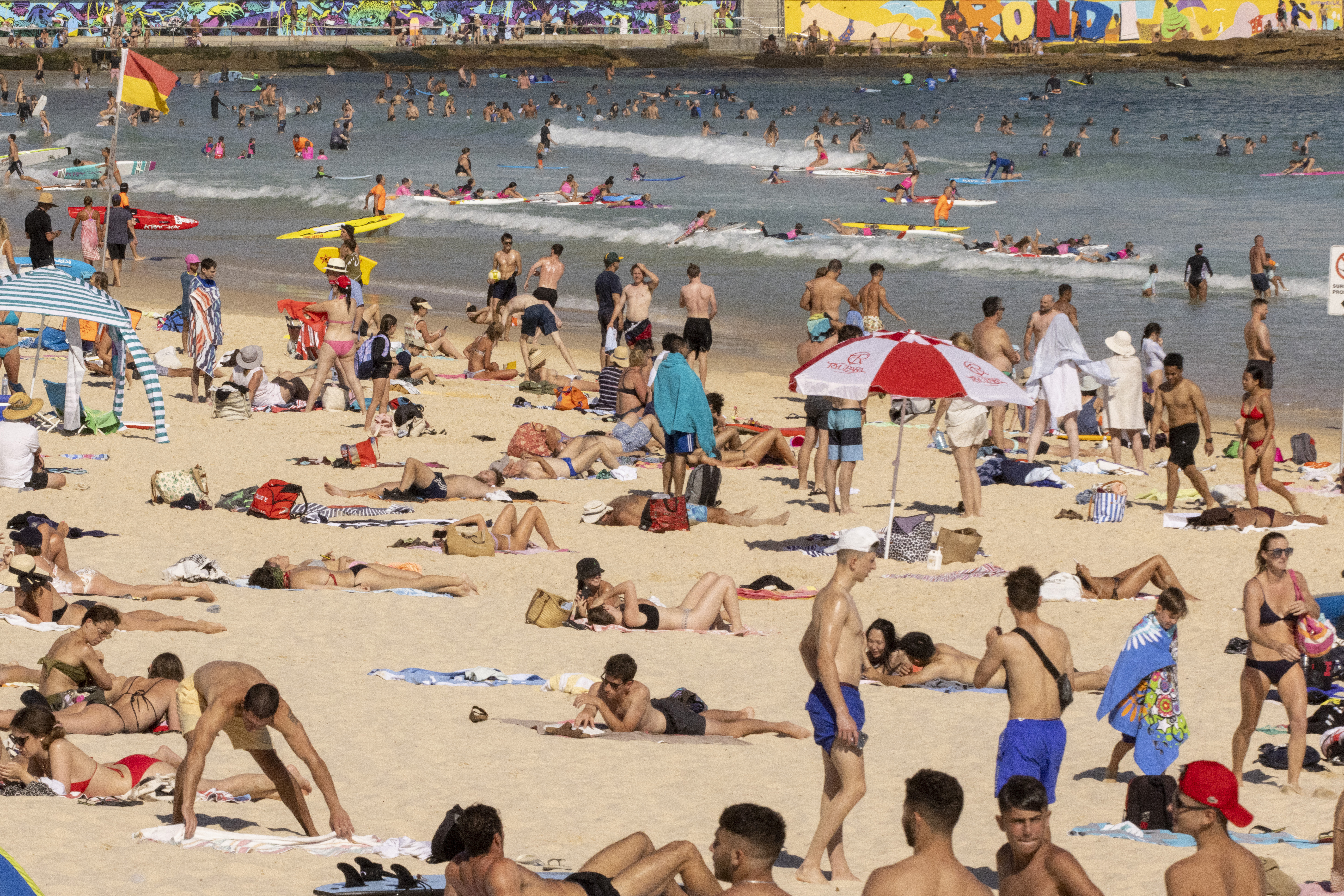 A general view of Bondi Beach on January 18, 2021 in Sydney, Australia. 