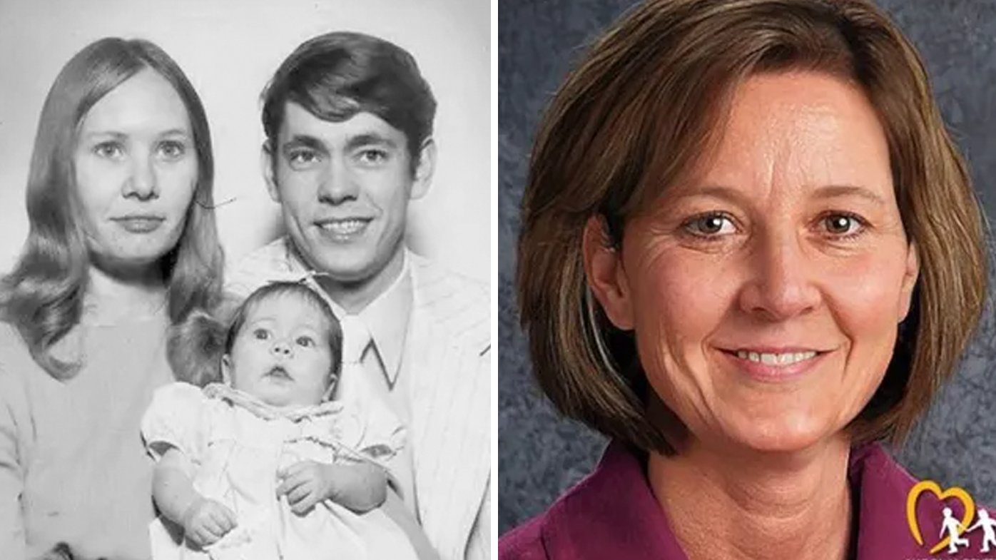 Melissa Highsmith cuando era bebé comparada con una foto de progresión de edad de lo que podría gustarle del Centro Nacional para Niños Desaparecidos y Explotados.