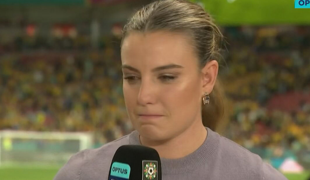 Injured Matildas player Chloe Logarzo was emotional after their win.
