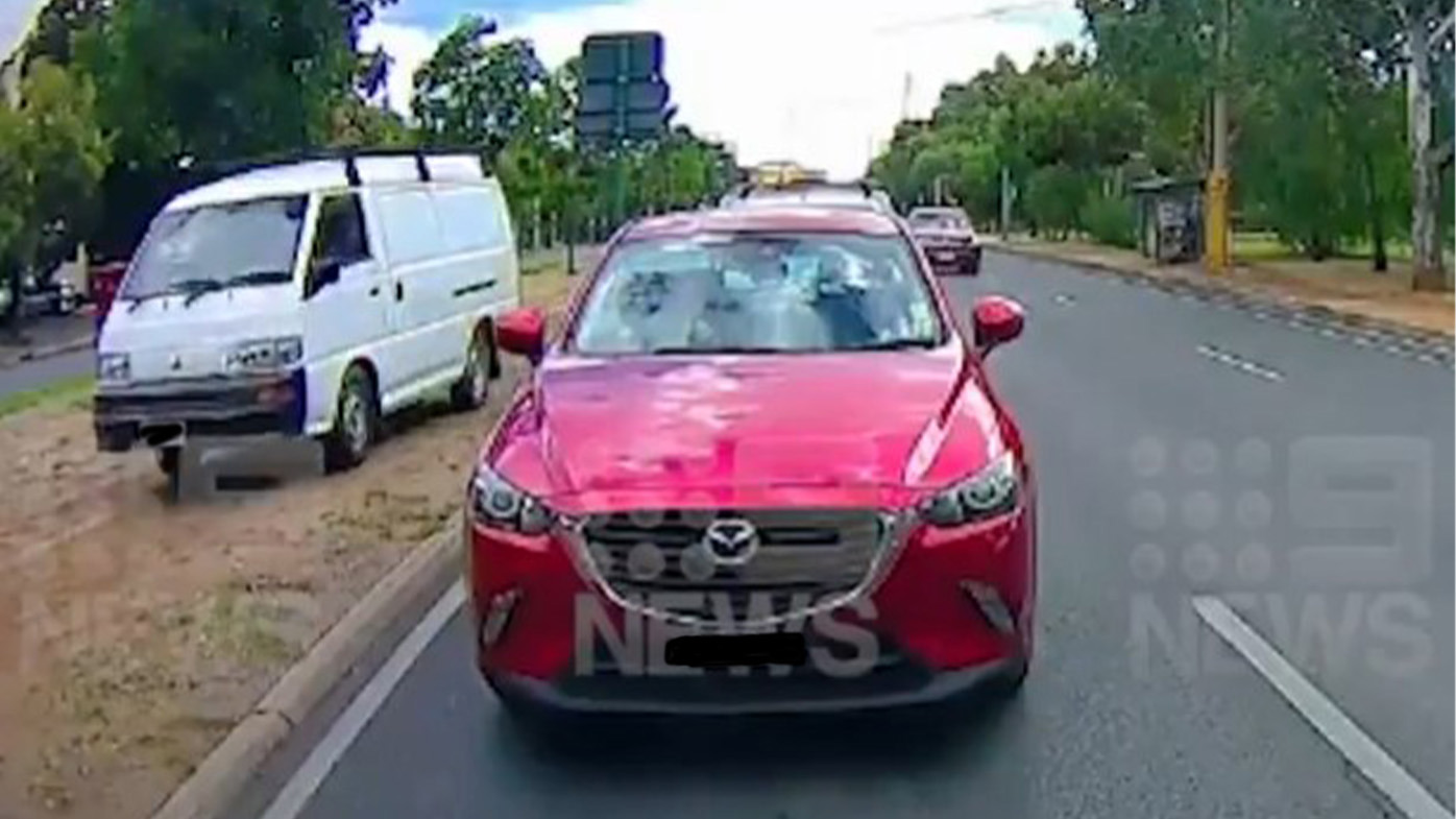 A﻿n Adelaide driver's shocking decision has been captured by a dashcam, showing the moment a van swerves into another car.