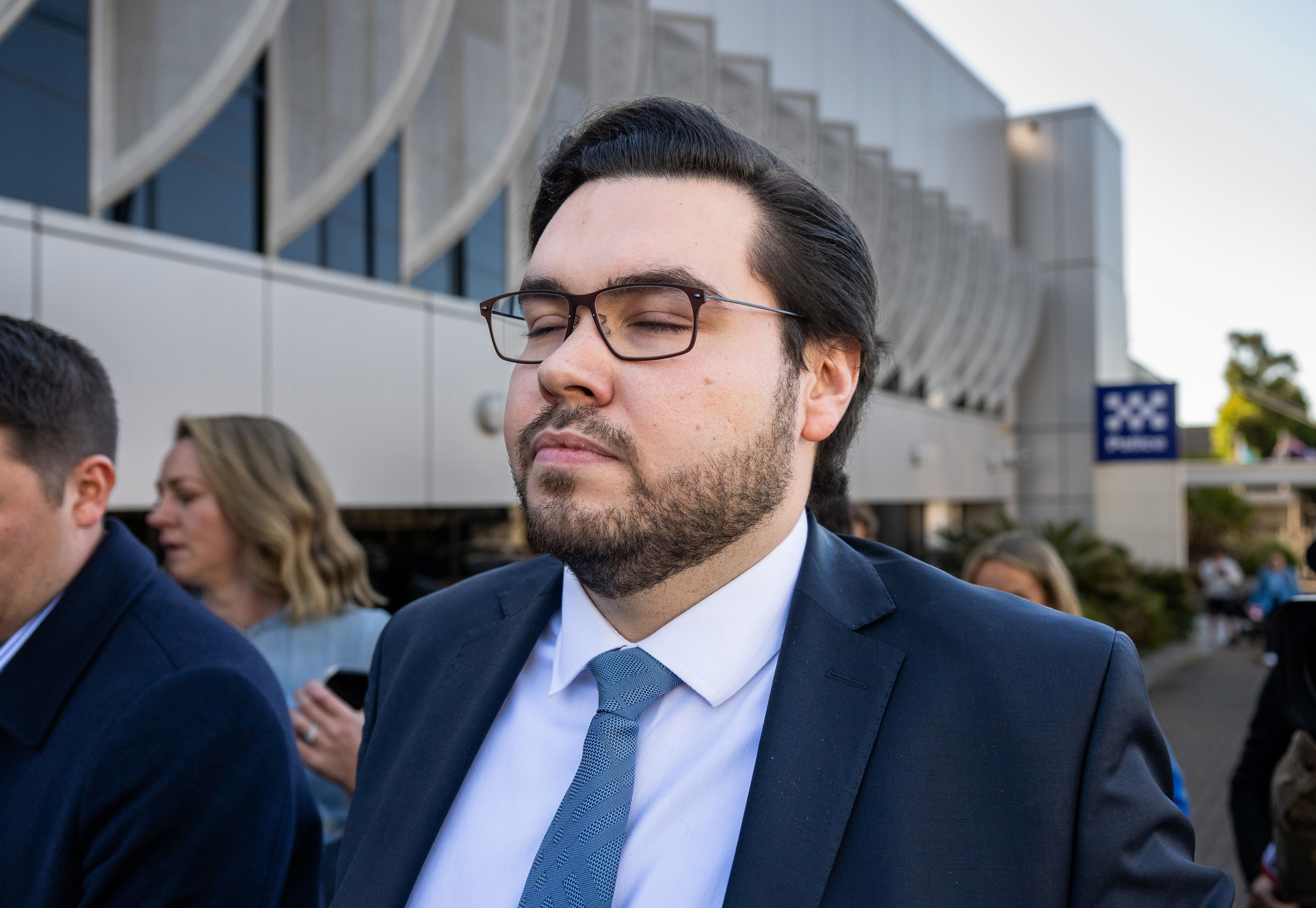 Bruce Lehrmann (right) leaves the Magistrates Court in Toowoomba, Queensland, June 17, 2024. Mr Lehrmann is charged with two counts of rape.  Picture: Dan Peled