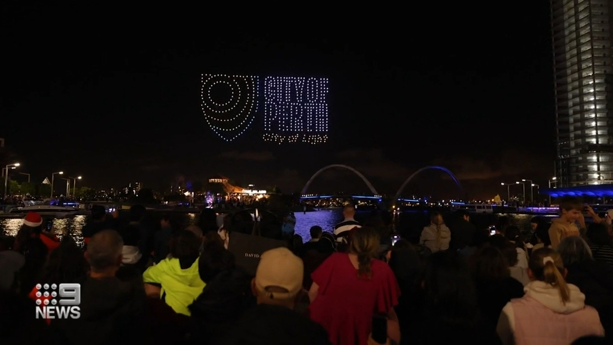 A review is under way after a futuristic Christmas celebration in Perth went wrong when 50 drones, worth roughly $100,000, plunged into the Swan River.