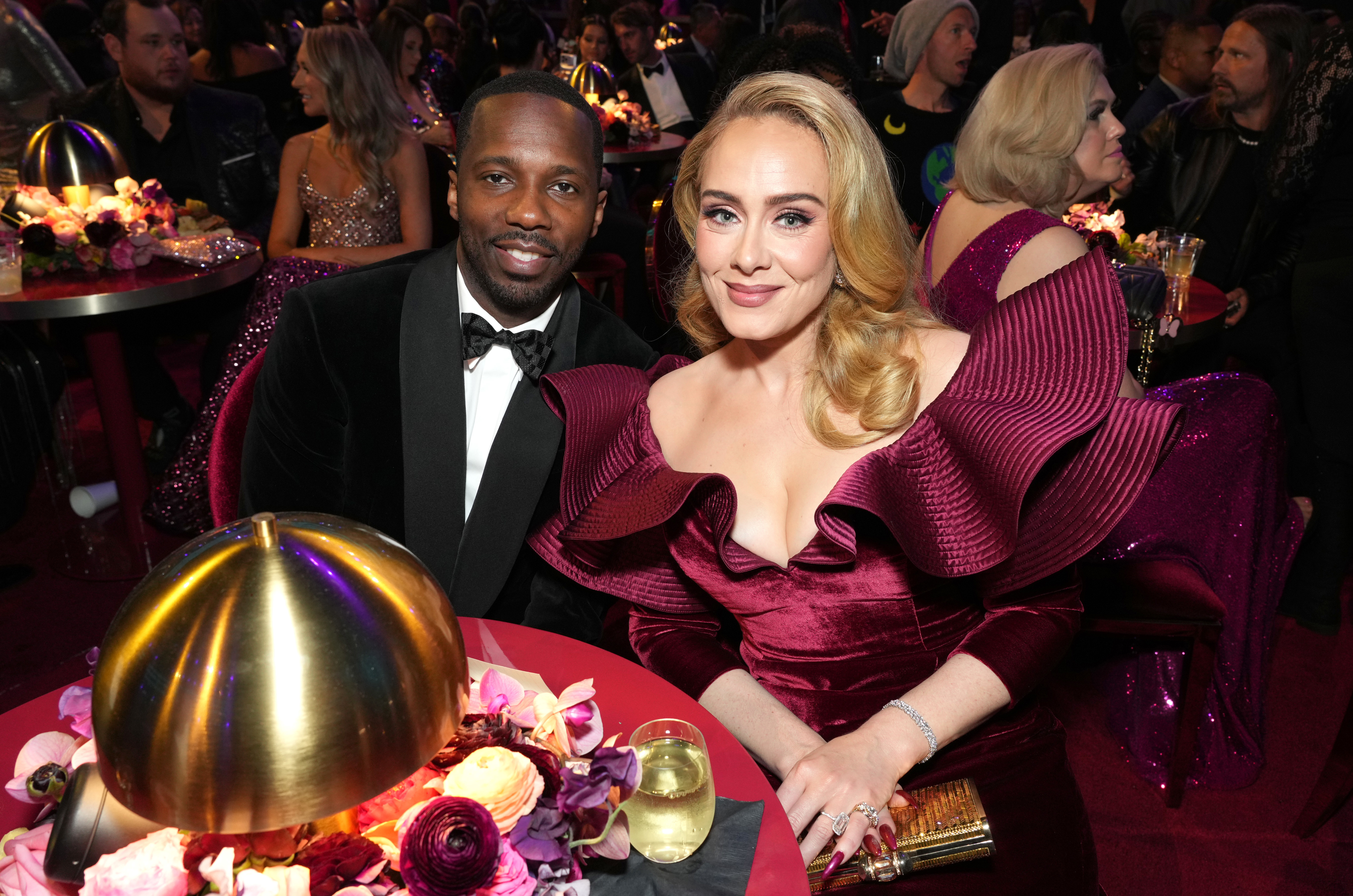 Rich Paul and Adele at the 2023 Grammy Awards