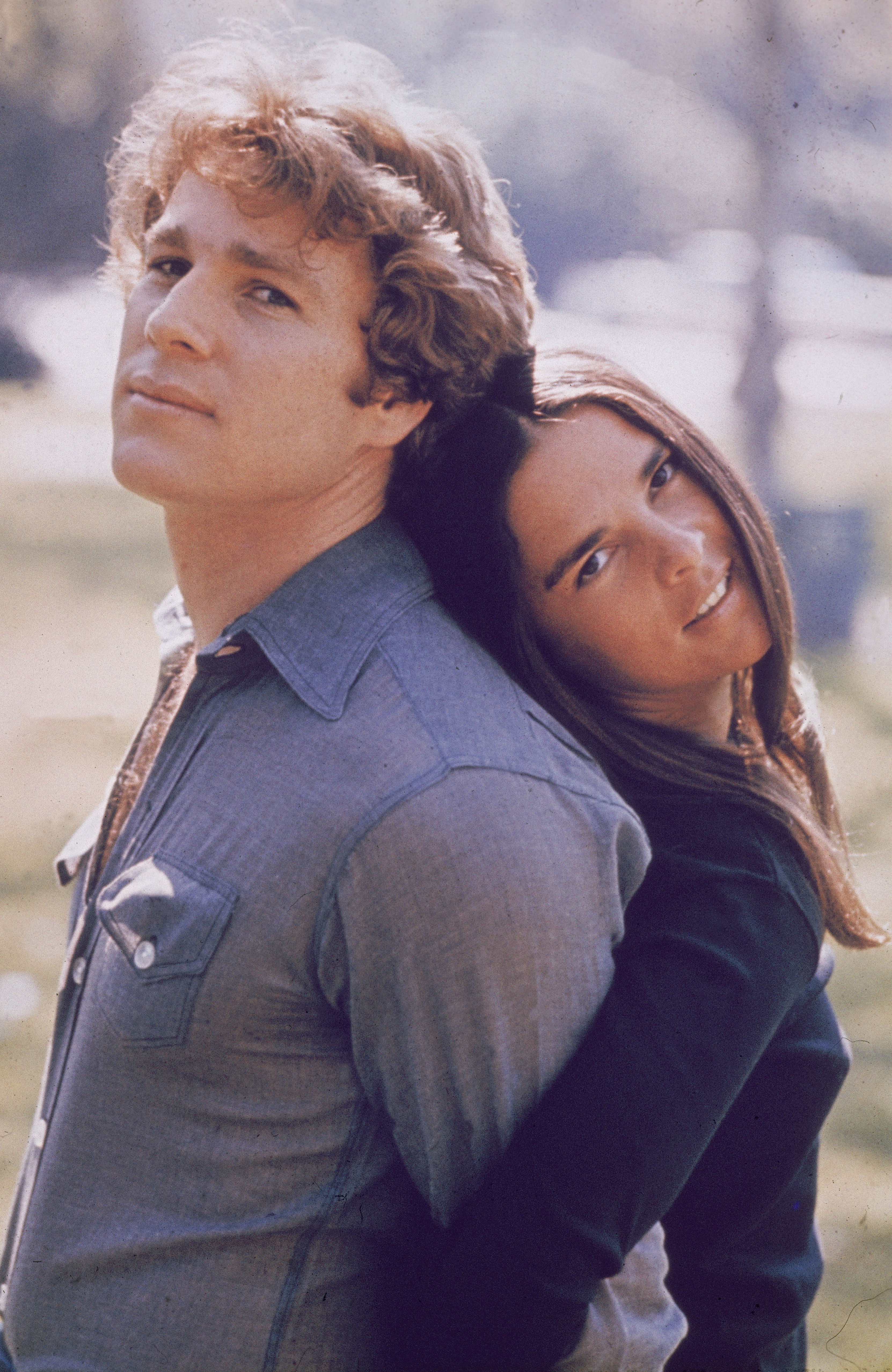 Ryan O'Neal and Ali MacGraw in a still from the film, Love Story, directed by Arthur Hiller, 1970. 