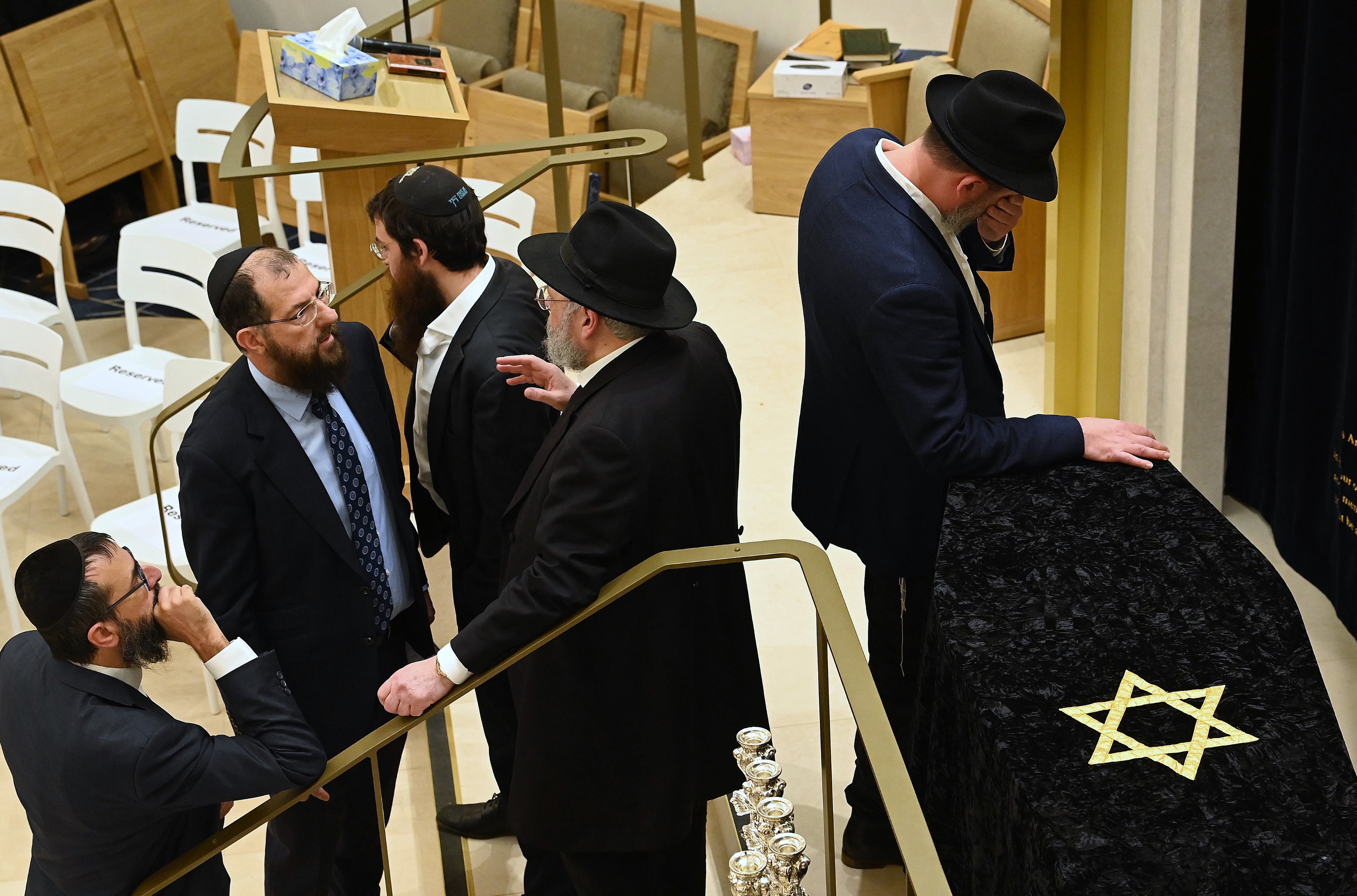 POOL Mourners at Chabad of Bondi at the funeral of Rabbi Eli Schlanger who was killed in the Bondi massacre. Bondi, NSW. December 17, 2025. Photo: Kate Geraghty