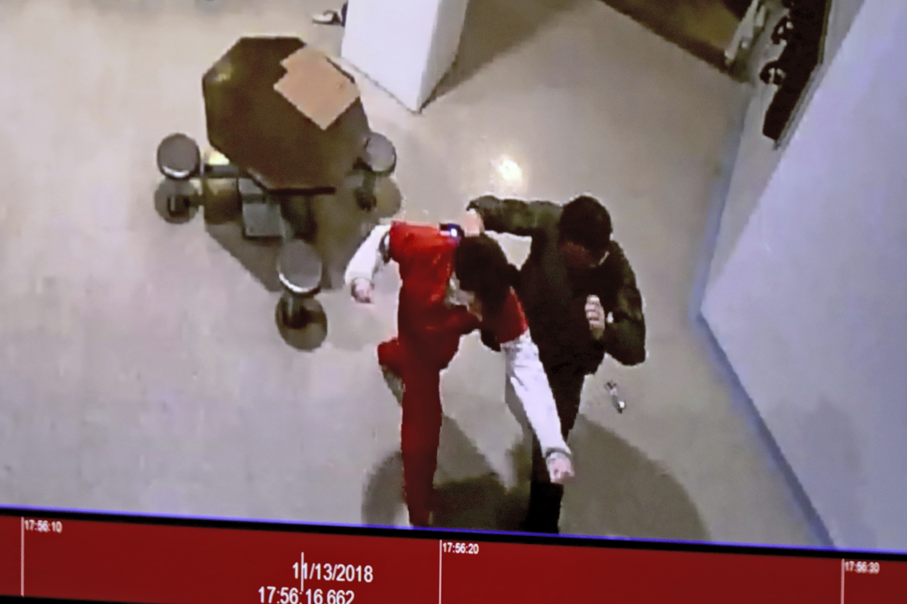 A November 2018 video is shown in court of Parkland school shooter Nikolas Cruz in an altercation with Broward jail guard Sgt. Ray Beltran. 