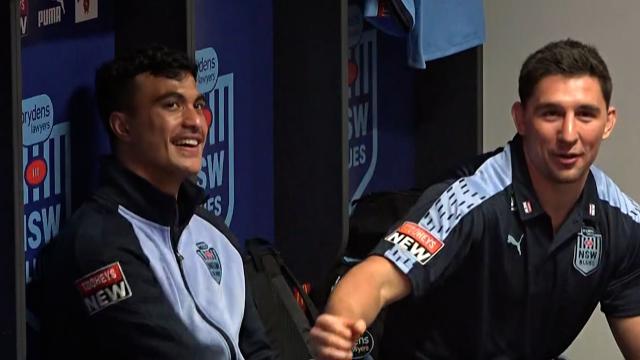 Blues reserve Victor Radley's gesture on Joseph Suaalii after the second State of Origin game.