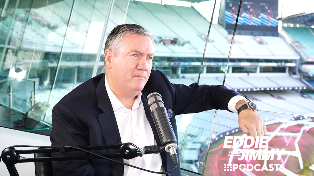 Eddie McGuire on set of the Eddie and Jimmy podcast.