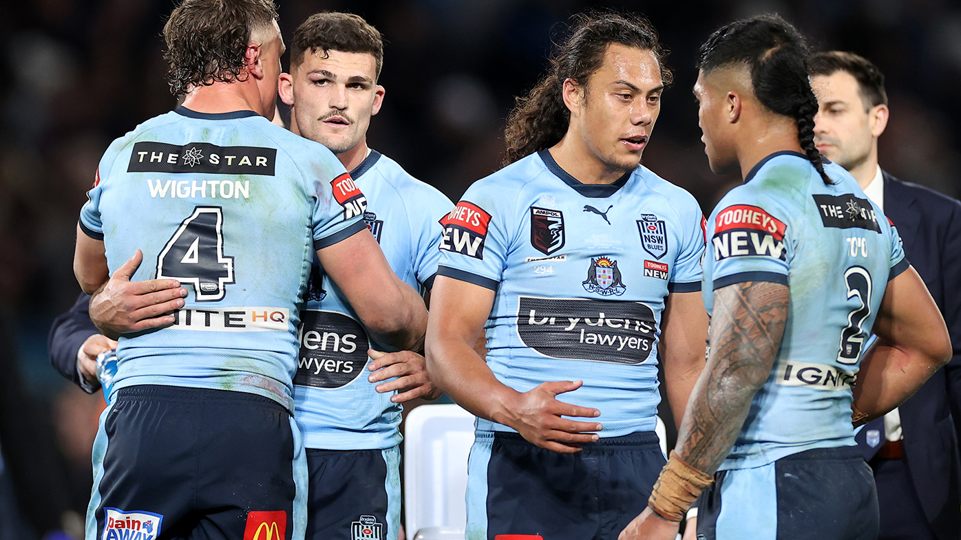 Jack Wighton, Nathan Cleary, Jarome Luai and Brian To'o after Queensland downed New South Wales in the first State of Origin match.
