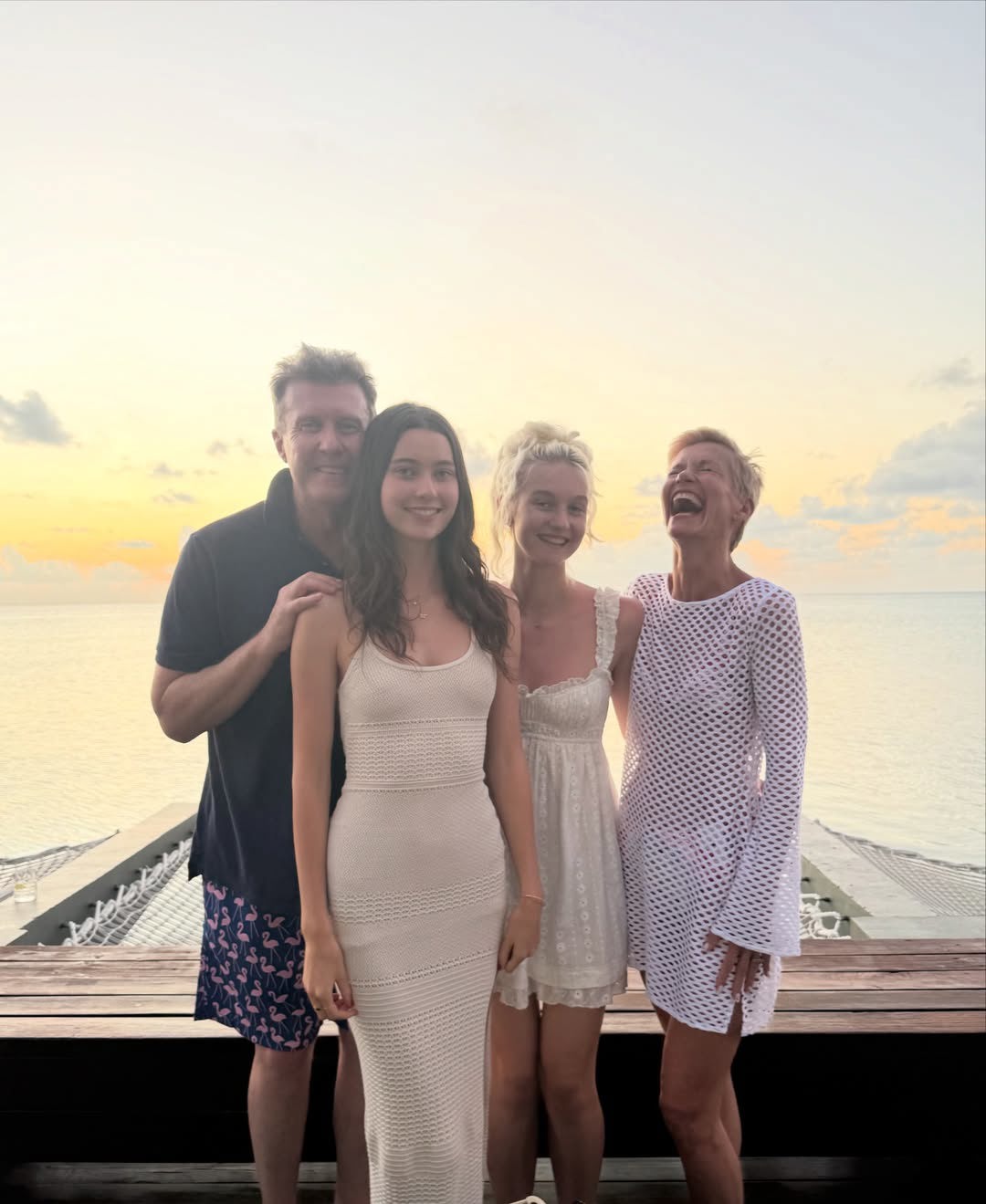 The couple, who visited the Maldives ﻿22 years ago after they tied the knot, took their daughters, Allegra and Giselle Overton, back to the luxury holiday spot